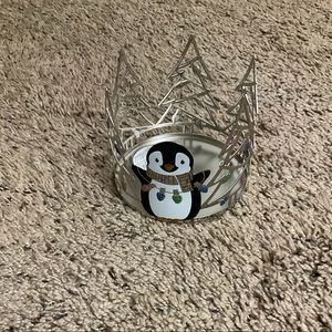 Bath and body works 3 wick candle holder Christmas penguin